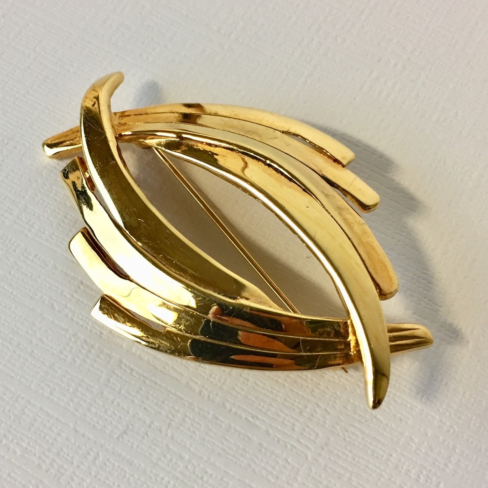Vintage Allison Reed Abstract Big Gold Tone Brooch